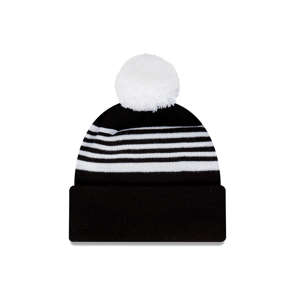 Collingwood Magpies Beanie - AFL Official Team Colour Retro Collection Pom Knit - New Era